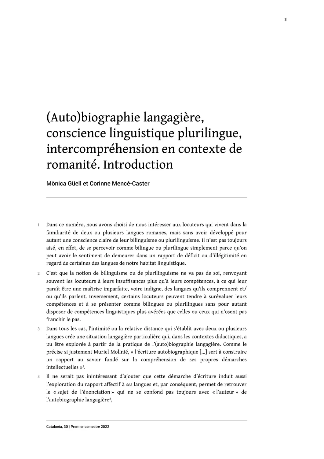 (Auto)biographie langagière, conscience linguistique plurilingue, intercompréhension en contexte de romanité. Introduction