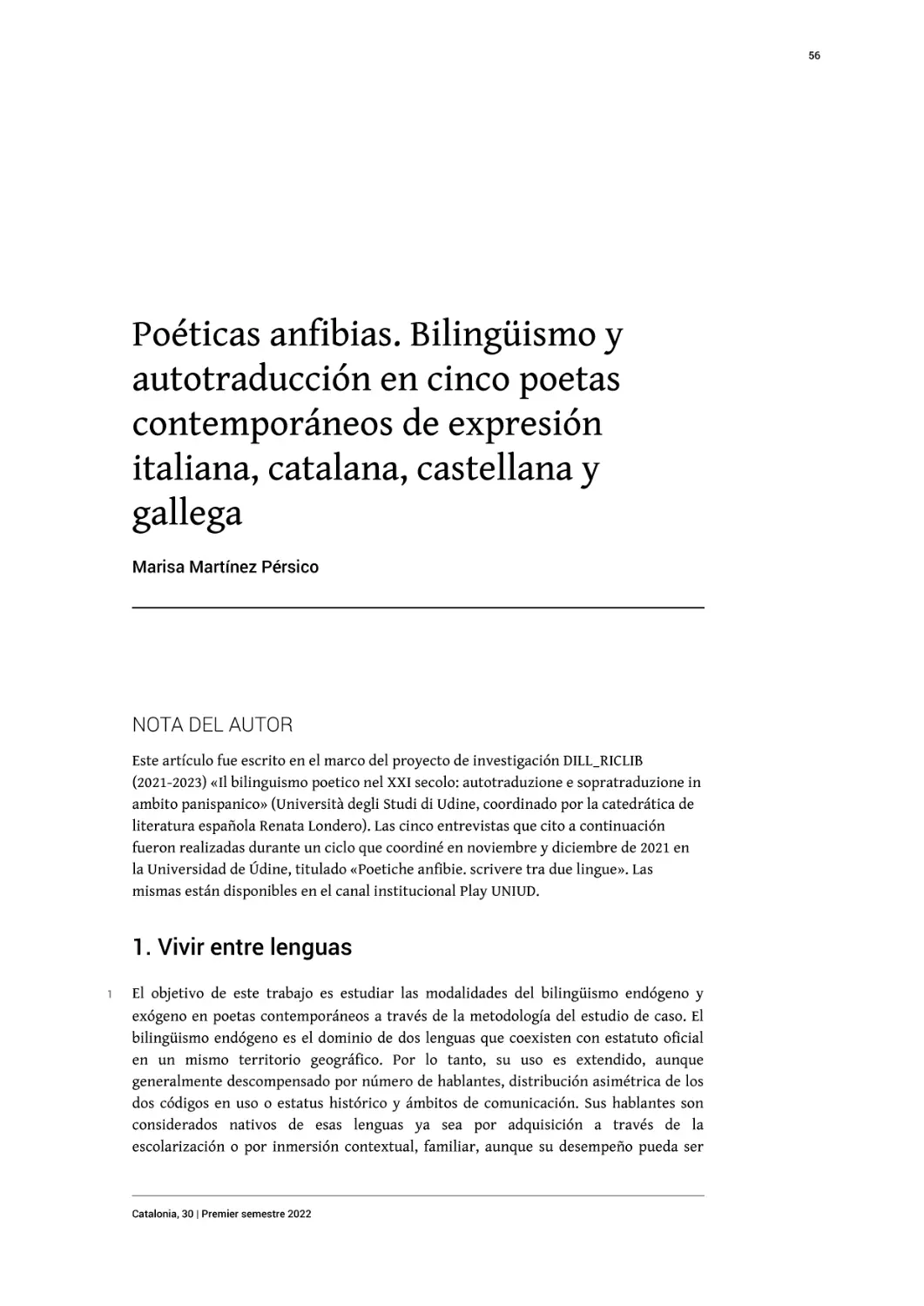 Poéticas anfibias. Bilingüismo y autotraducción en cinco poetas contemporáneos de expresión italiana, catalana, castellana y gallega