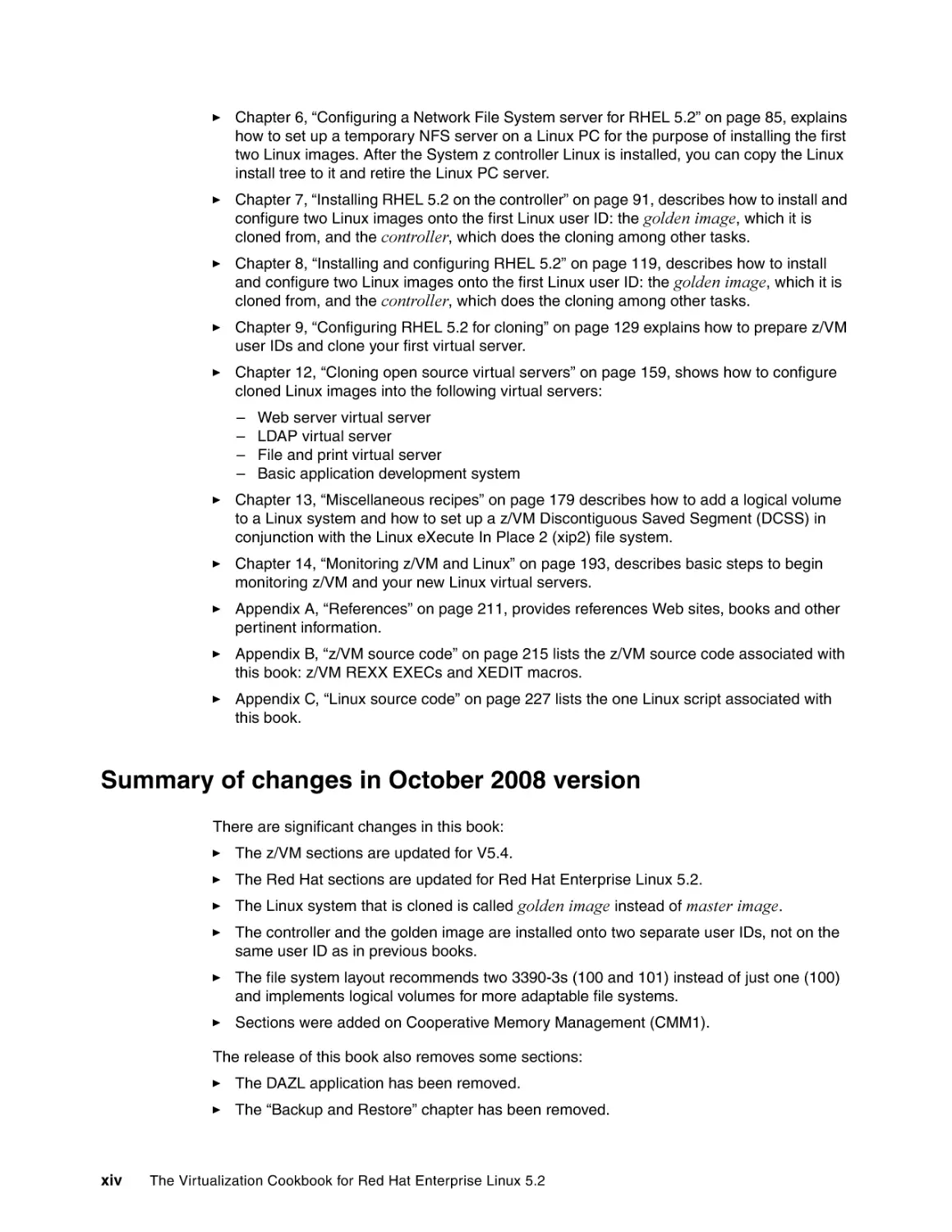 Summary of changes in October 2008 version