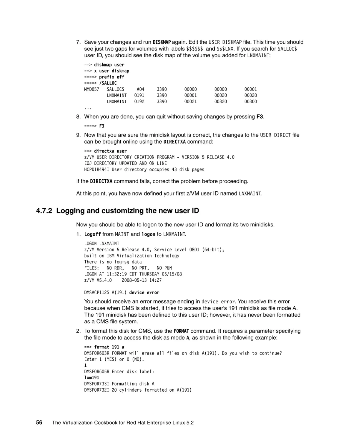 4.7.2 Logging and customizing the new user ID