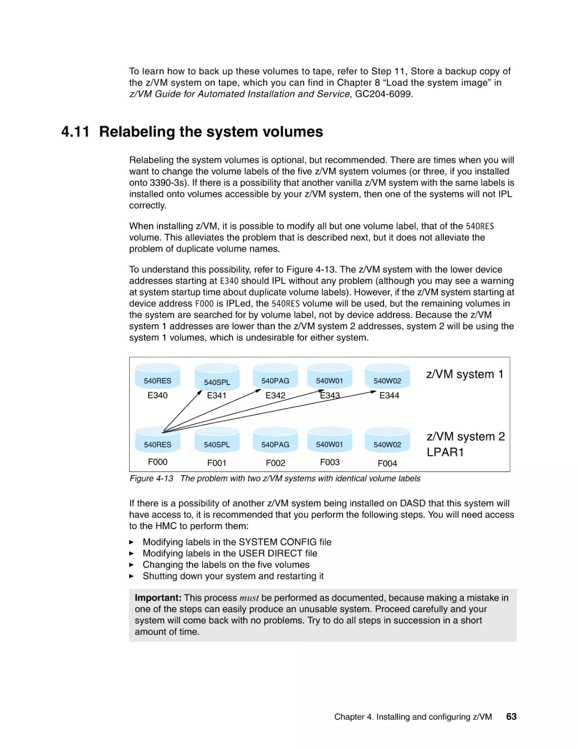 4.11 Relabeling the system volumes