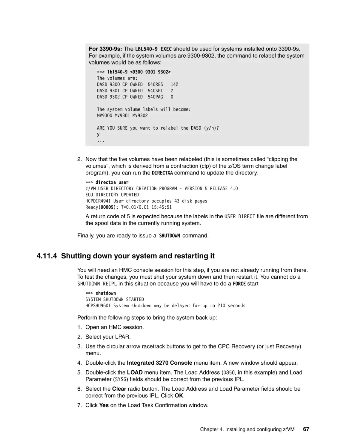 4.11.4 Shutting down your system and restarting it