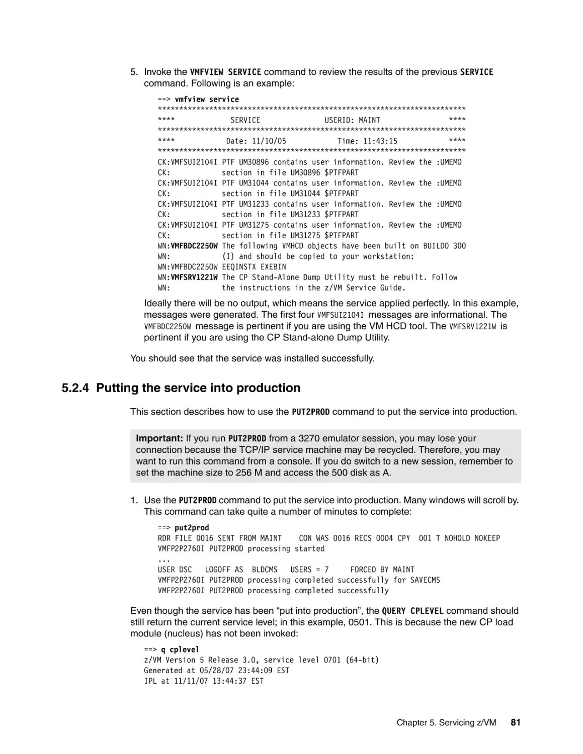 5.2.4 Putting the service into production