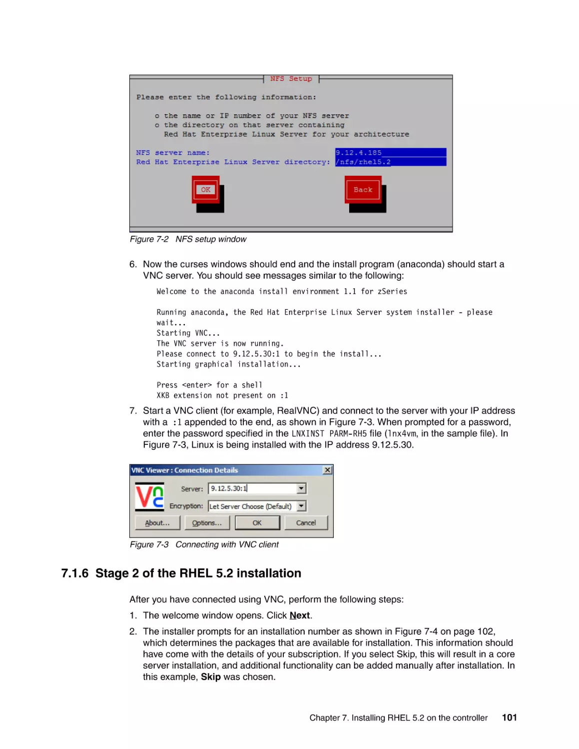 7.1.6 Stage 2 of the RHEL 5.2 installation