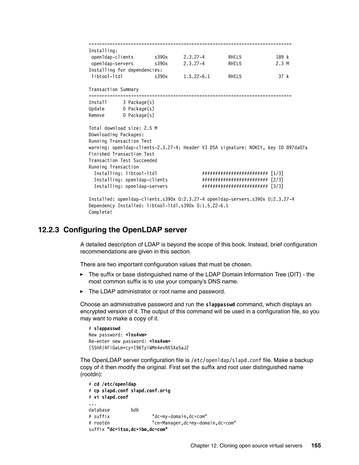 12.2.3 Configuring the OpenLDAP server