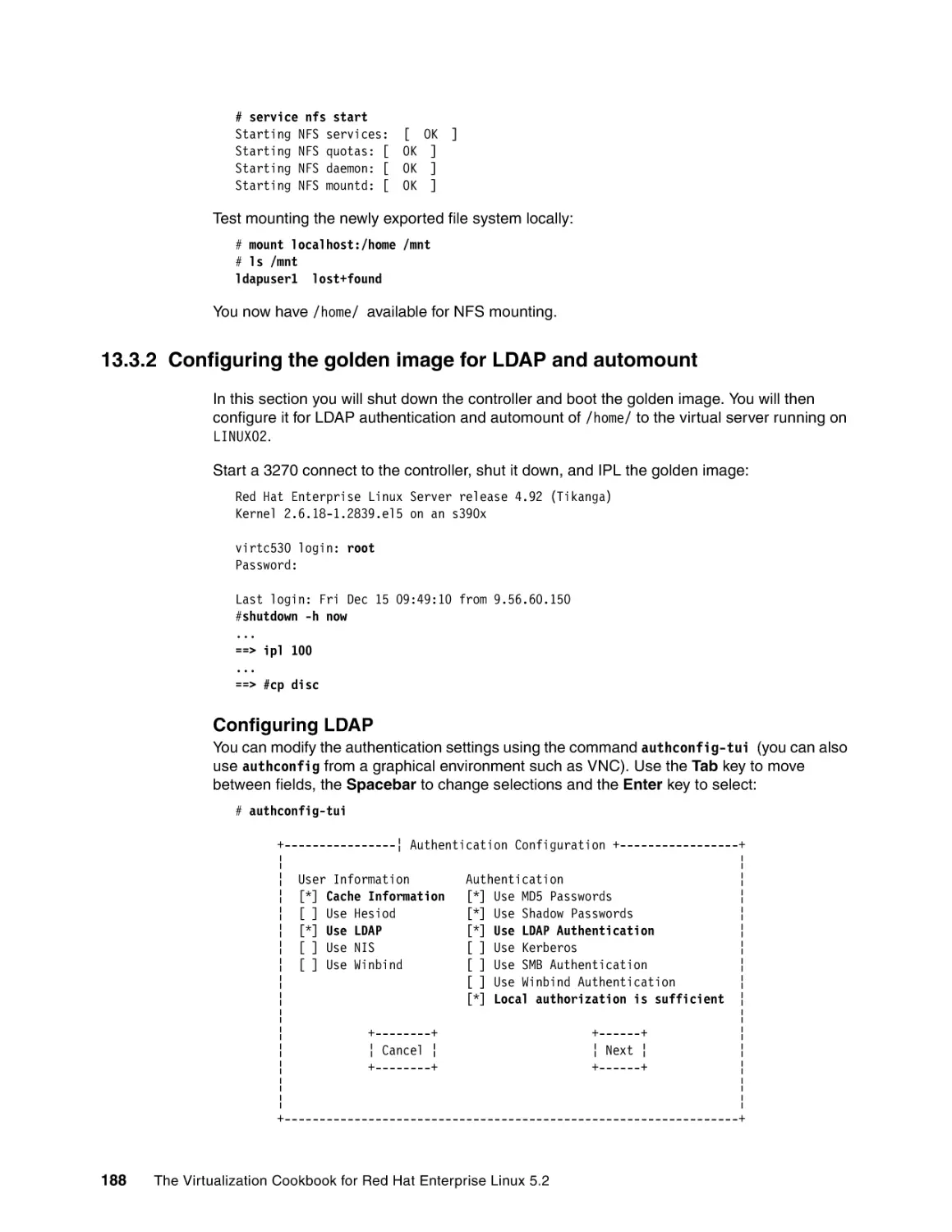 13.3.2 Configuring the golden image for LDAP and automount