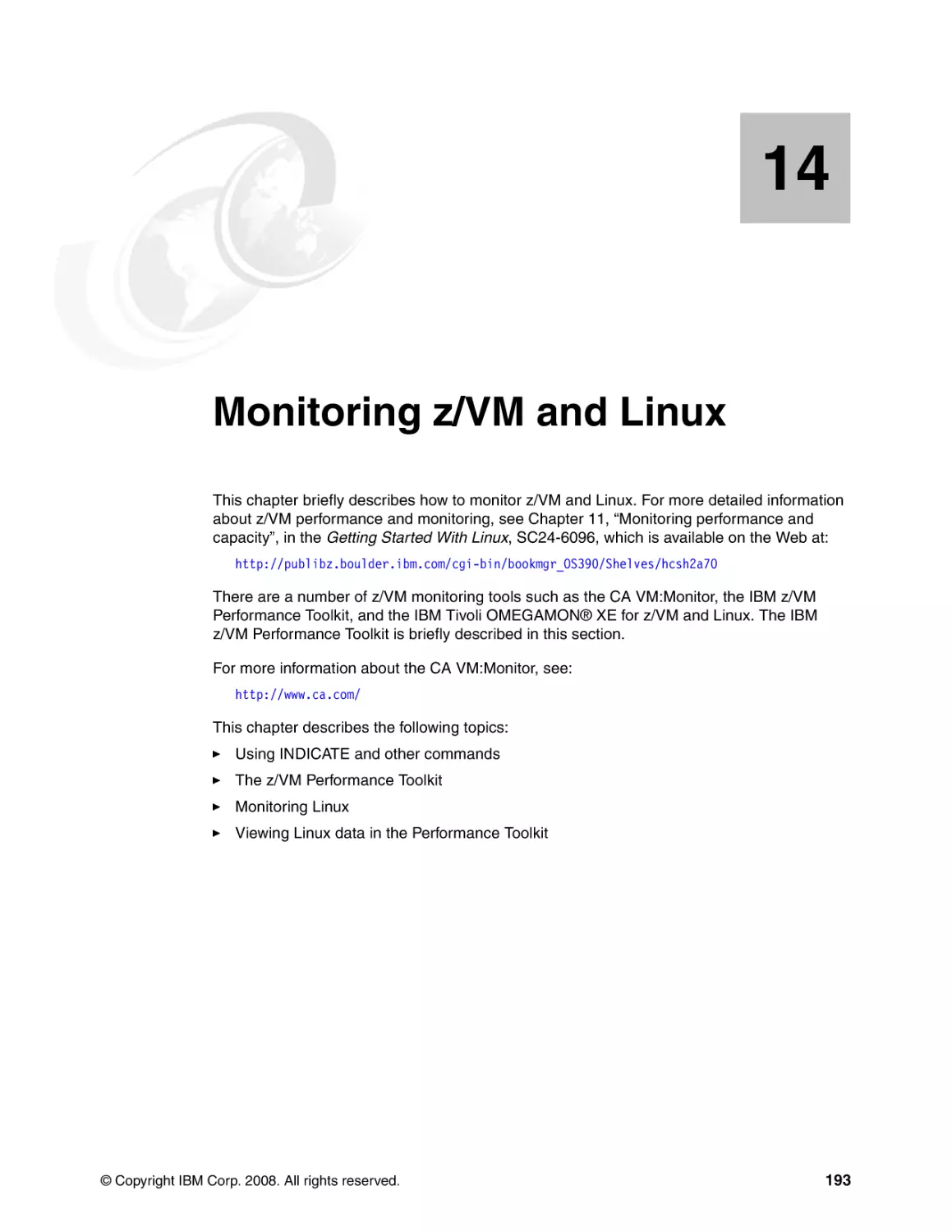 Chapter 14. Monitoring z/VM and Linux