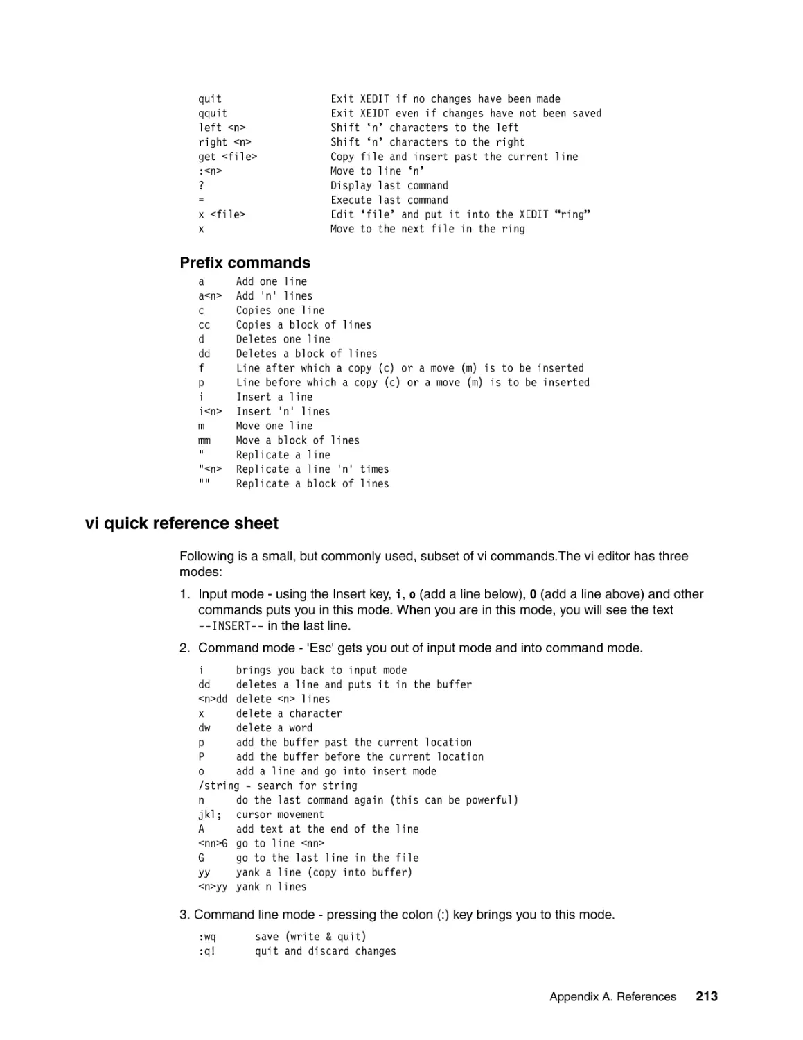 vi quick reference sheet