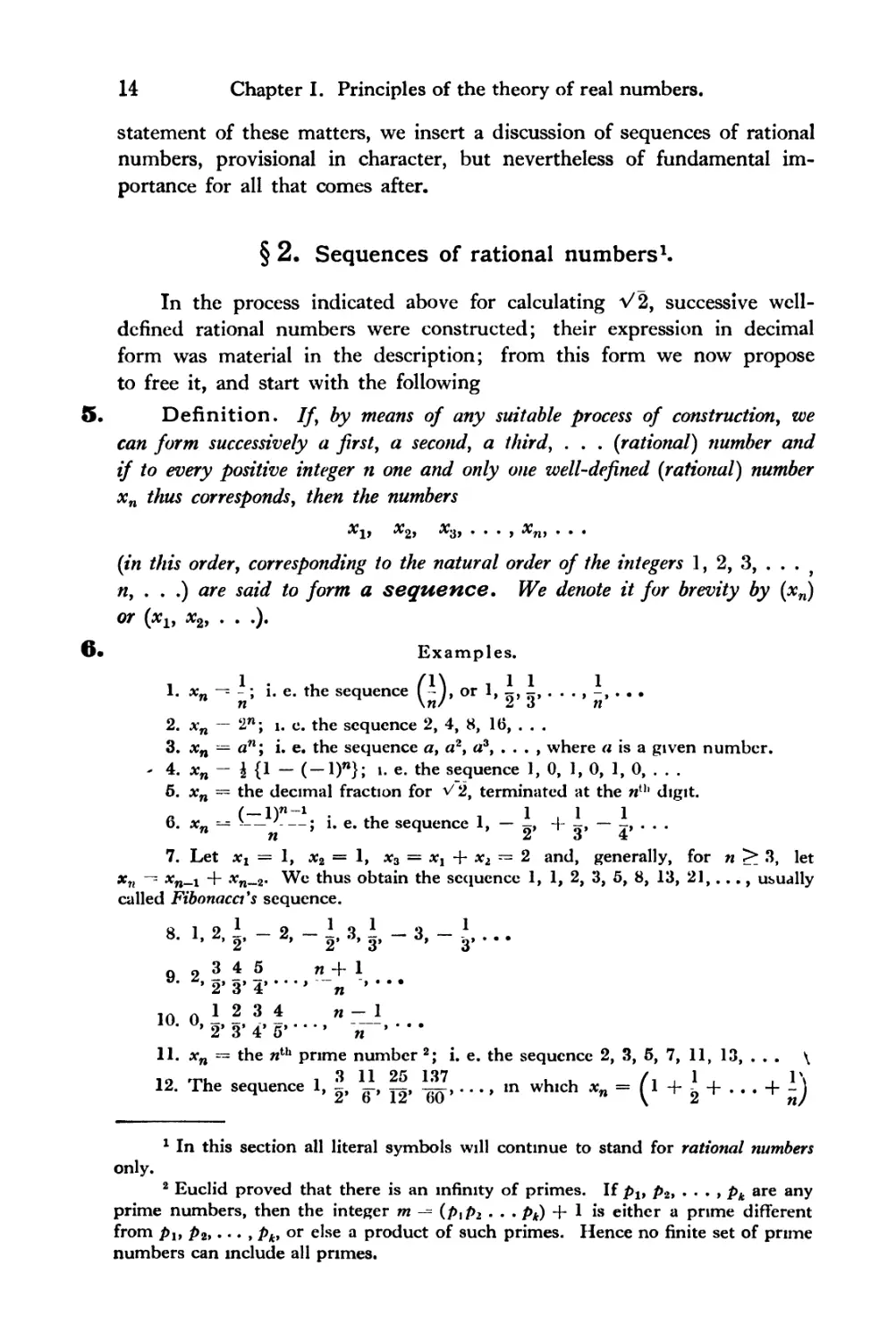 § 2. Sequences of rational numbers