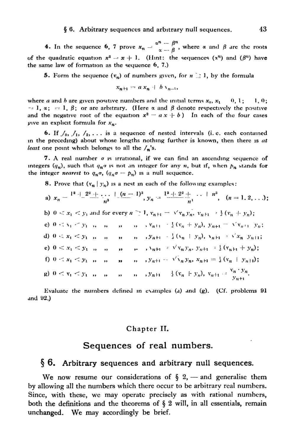 Chapter II. Sequences of real numbers