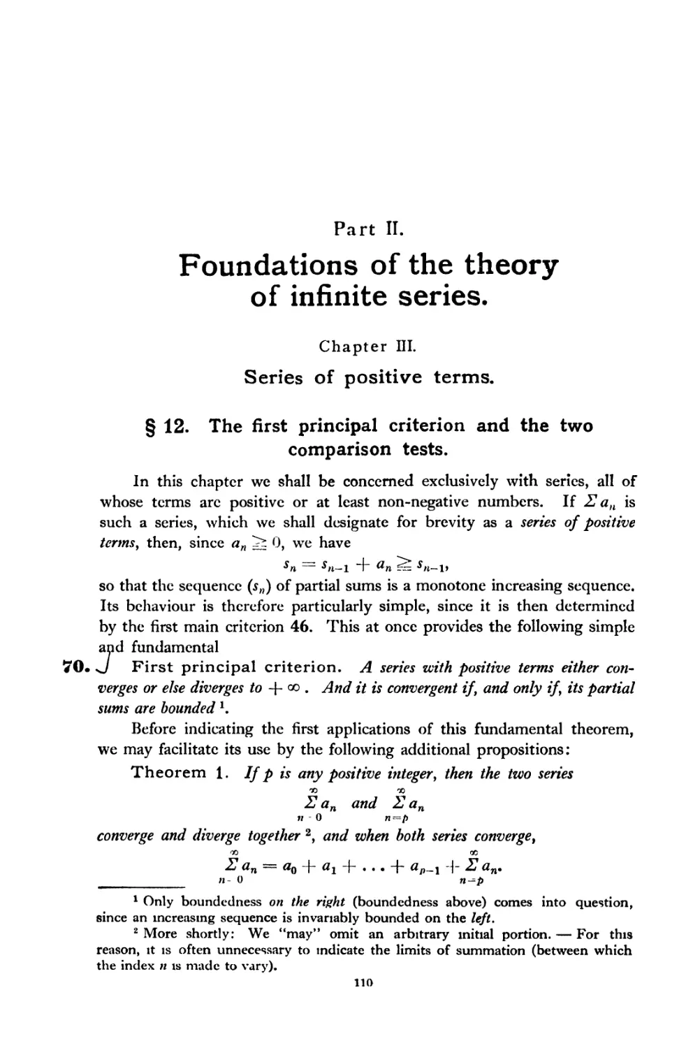 ---------- Part II. Foundations of the theory of infinite series
Chapter III. Series of positive terms