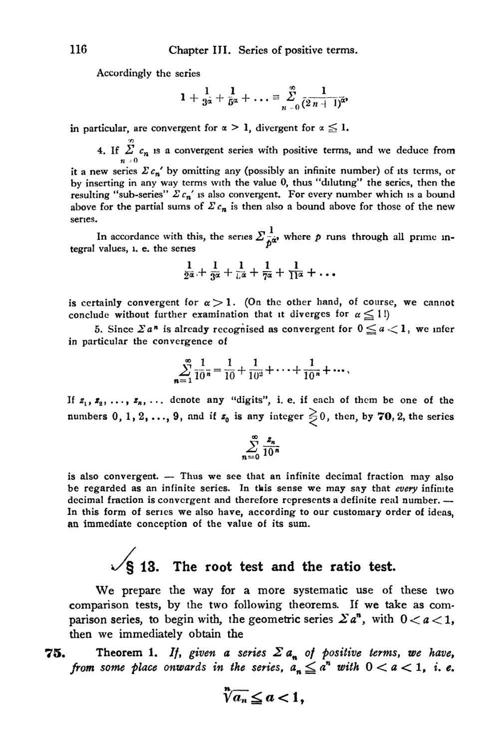 § 13. The root test and the ratio test