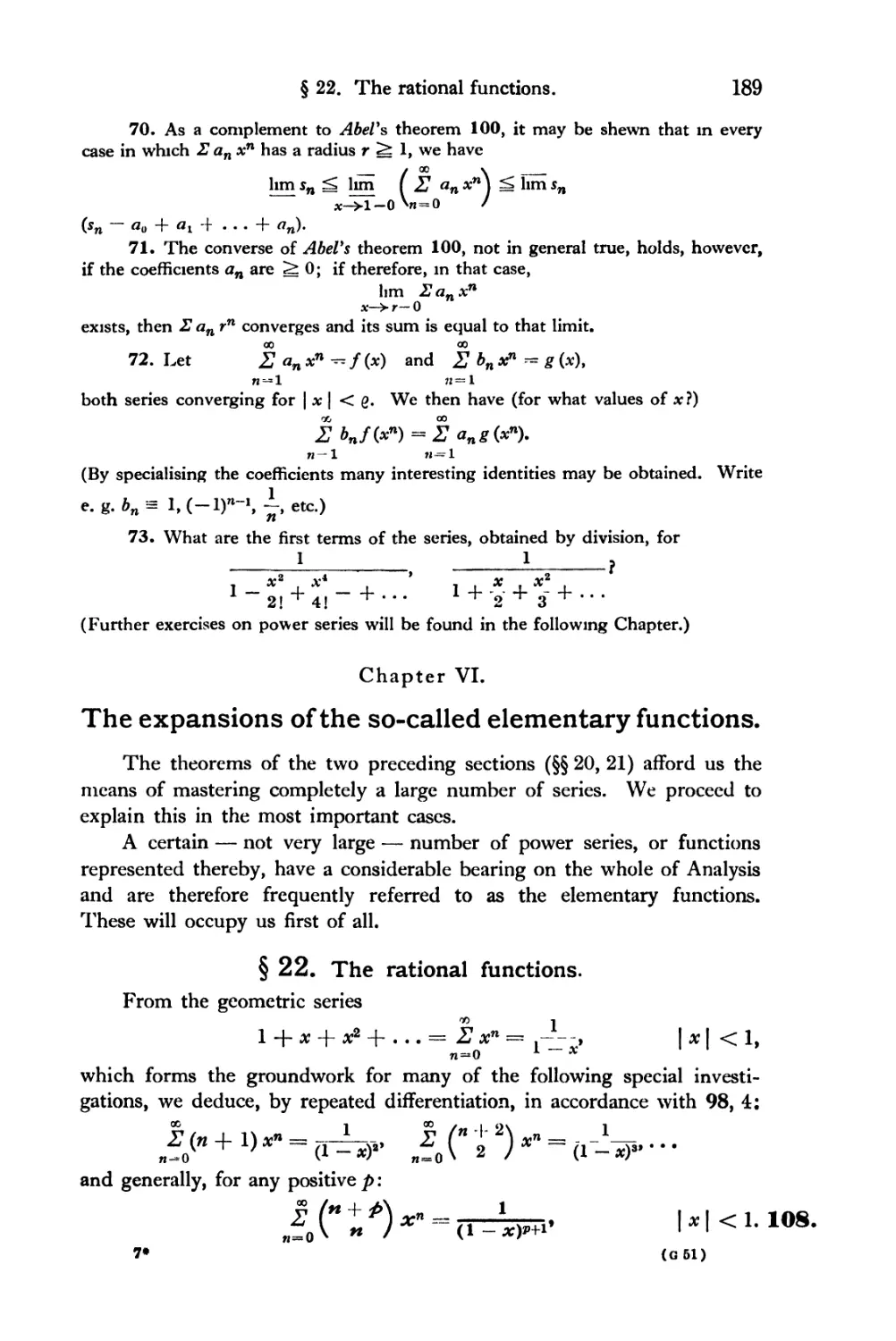 Chapter VI. The expansions of the so-called elementary functions