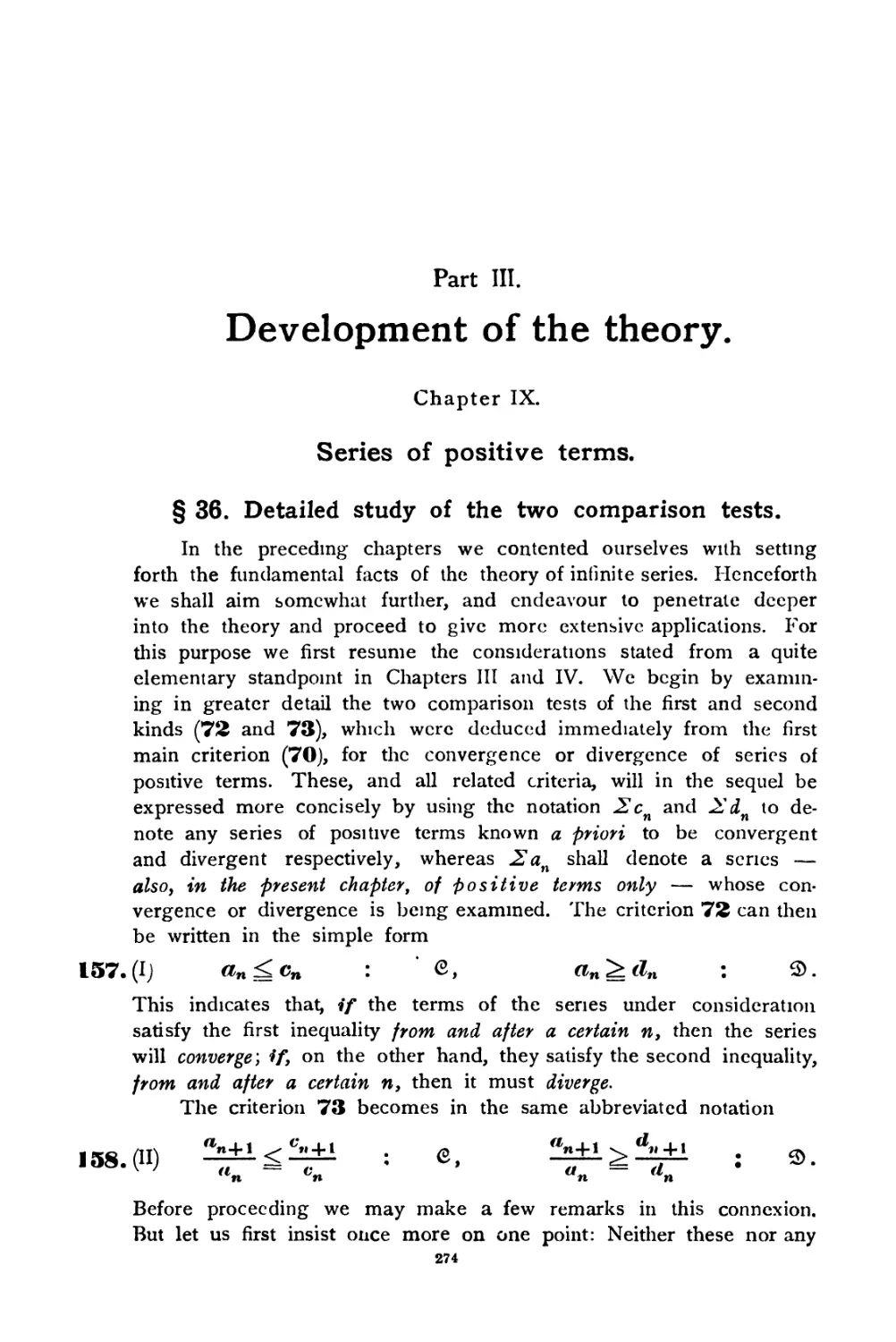 ---------- Part III. Development of the theory
Chapter IX. Series of positive terms