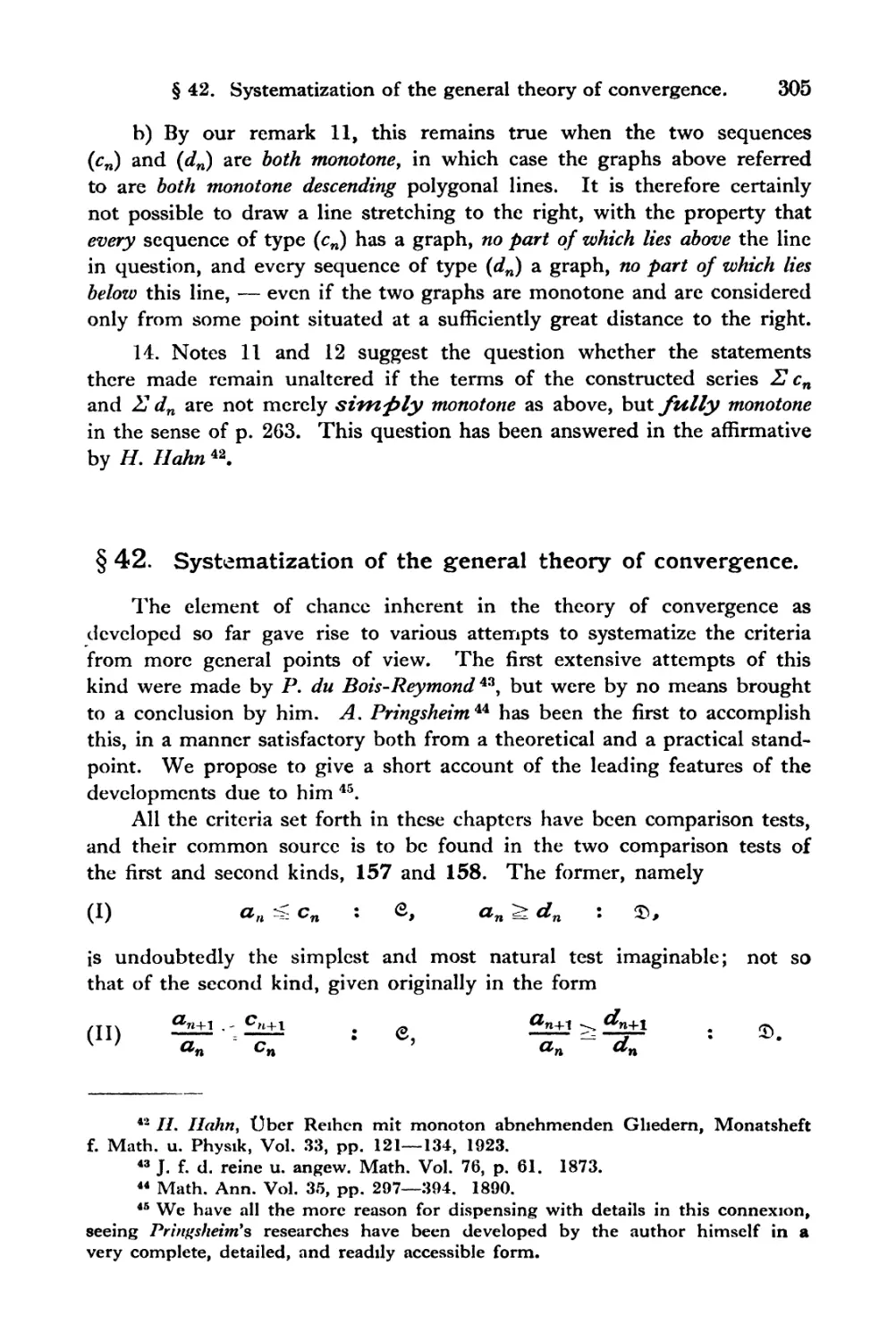 § 42. Systematization of the general theory of convergence