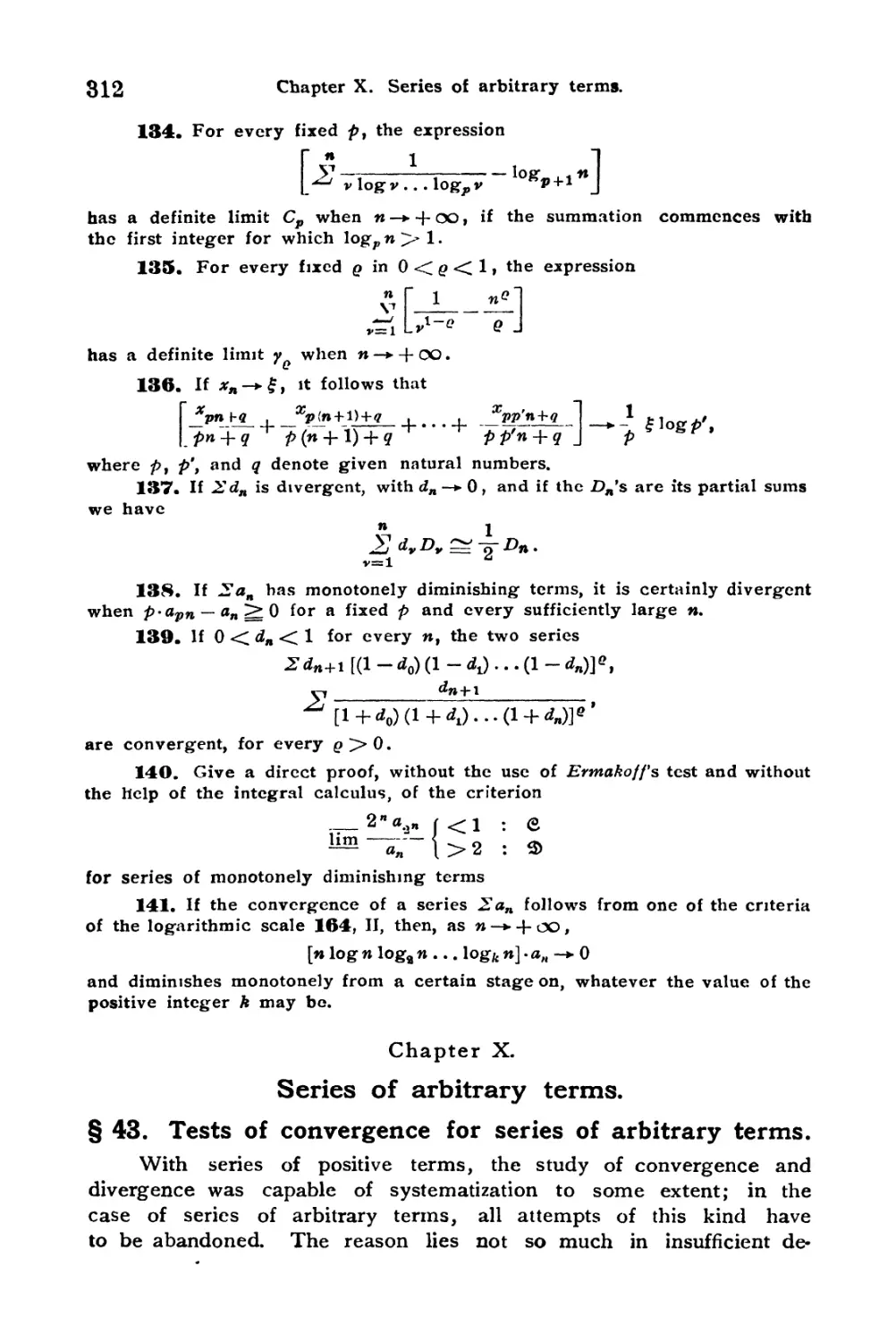 Chapter X. Series of arbitrary terms