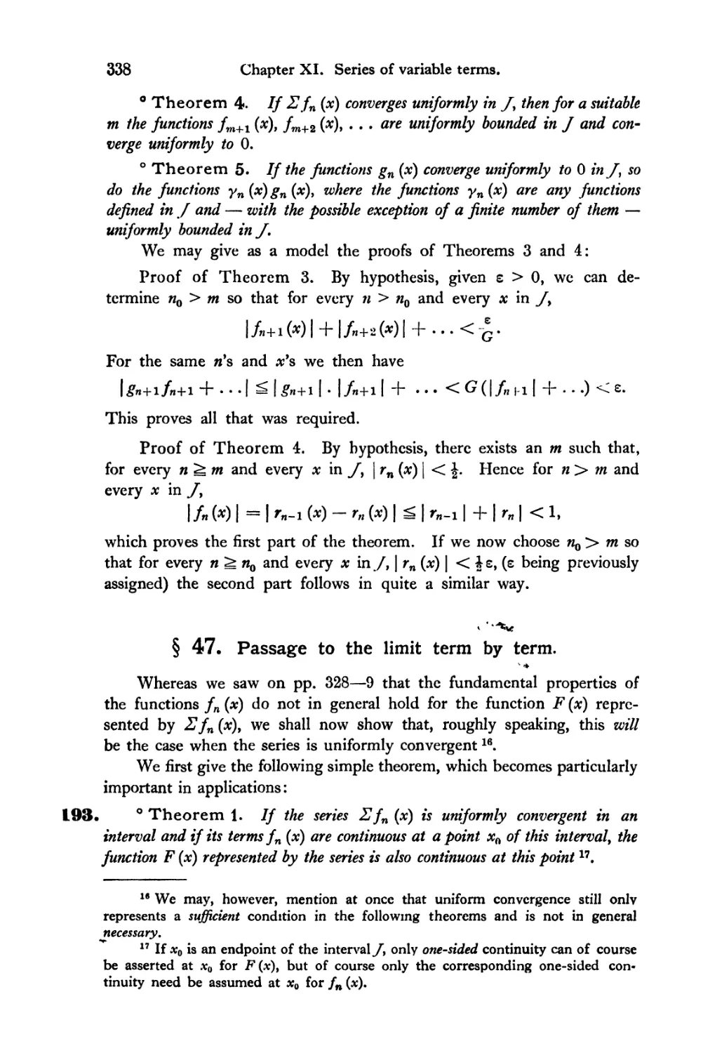 § 47. Passage to the limit term by term