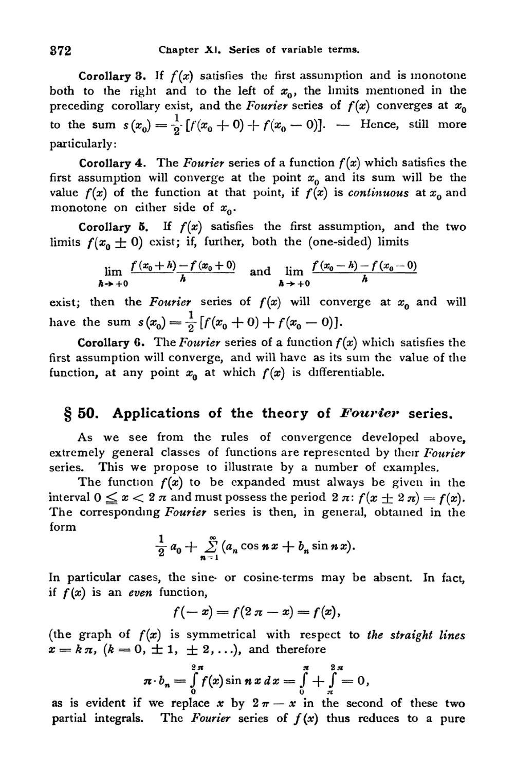 § 50. Applications of the theory of Fourier series