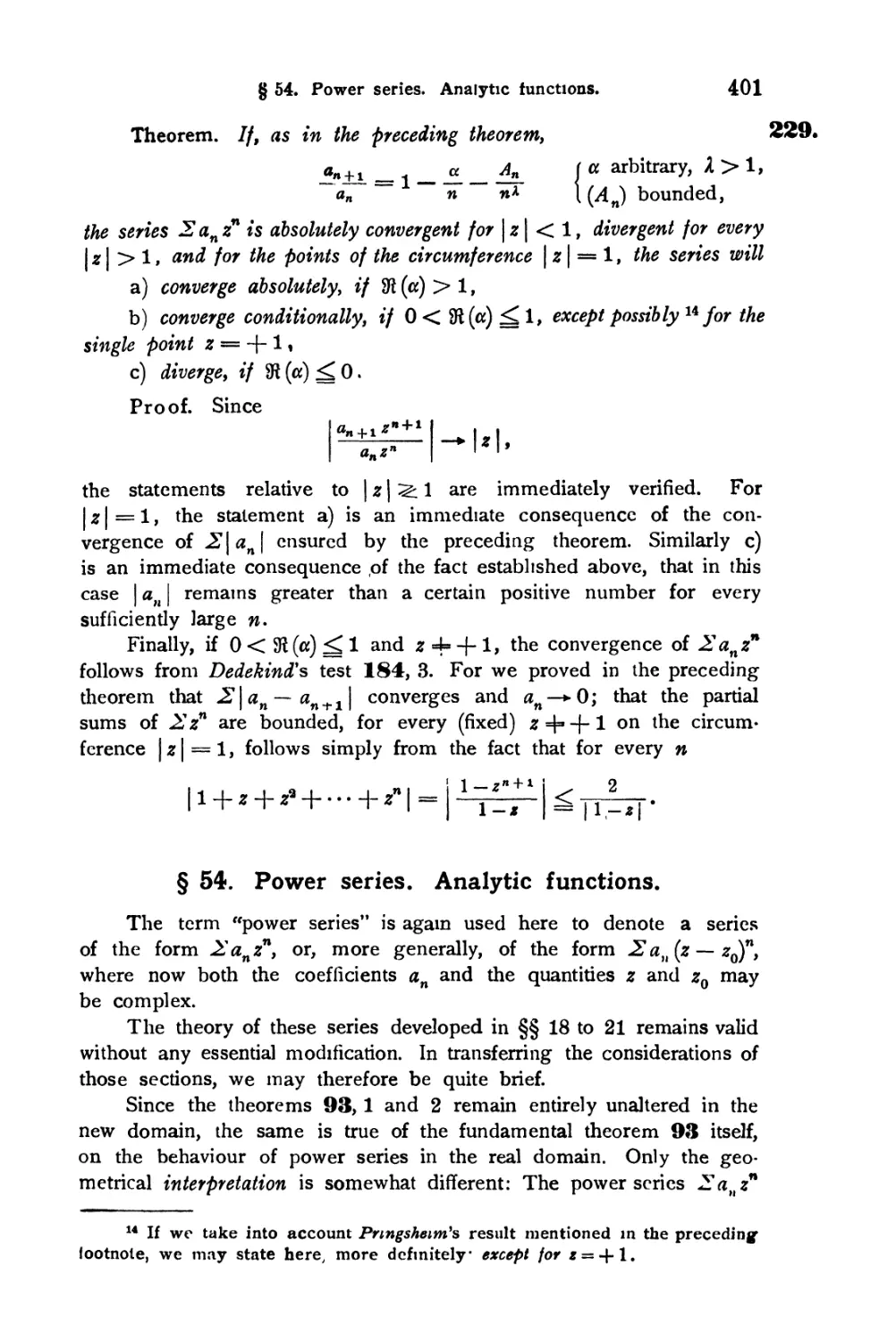 § 54. Power series. Analytic functions