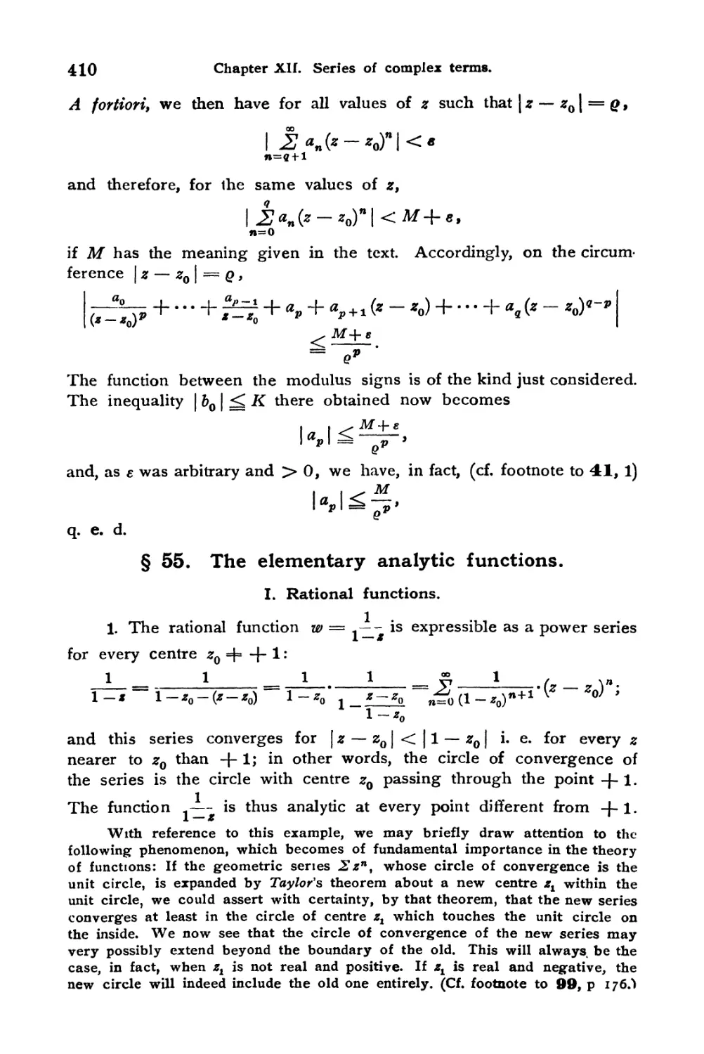 § 55. The elementary analytic functions