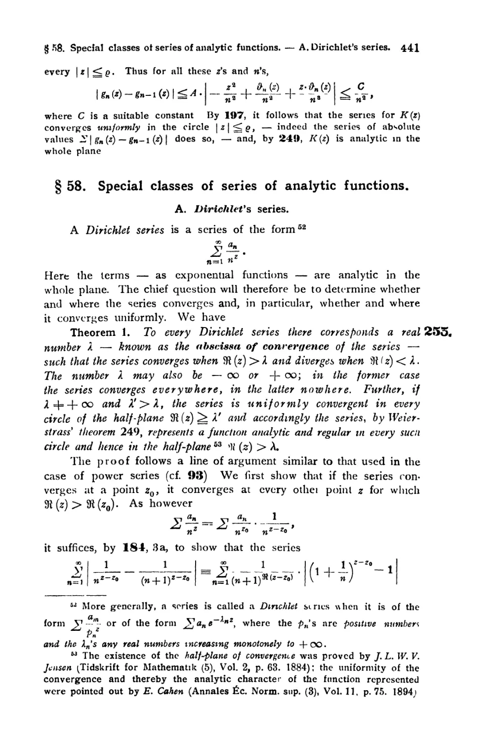 § 58. Special classes of series of analytic functions