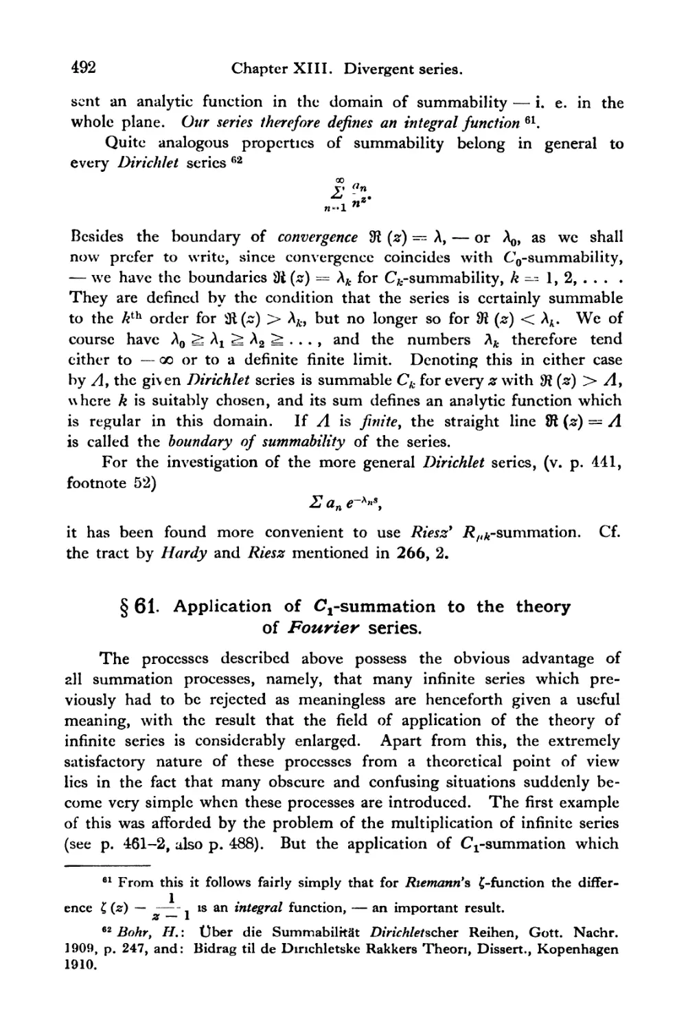 § 61. Application of $C_1$- summation to the theory of Fourier series