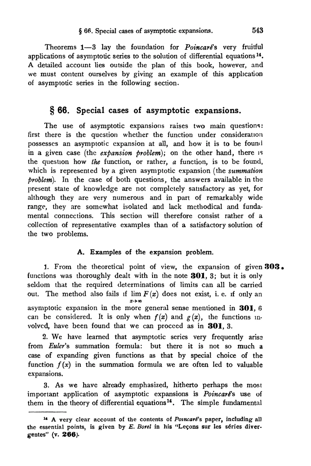 § 66. Special cases of asymptotic expansions