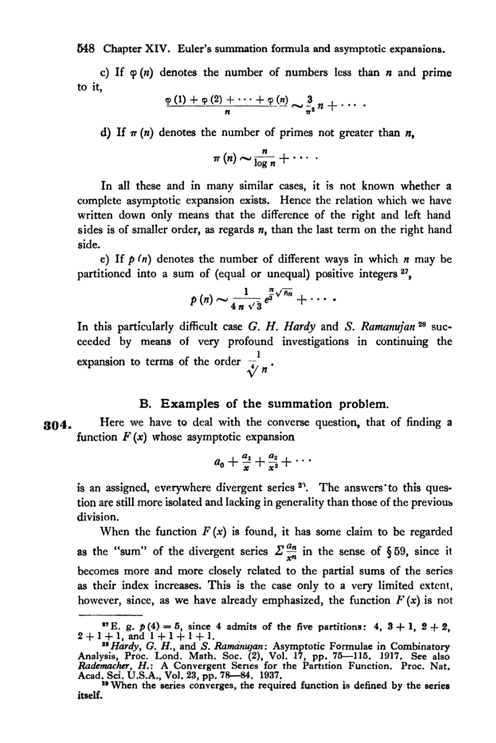 B. Examples of the summation problem