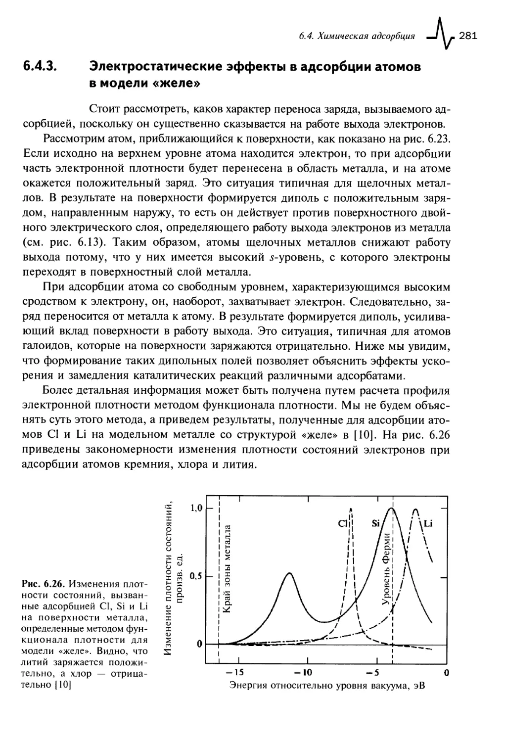 6.4.3. Электростатические эффекты в адсорбции атомов в модели «желе»