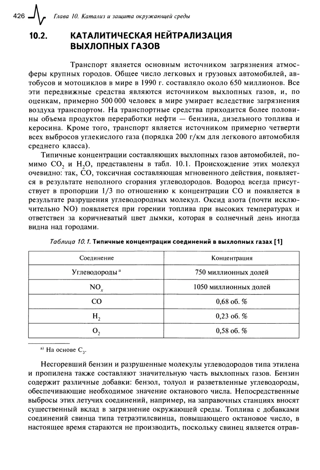 10.2. Каталитическая нейтрализация выхлопных газов