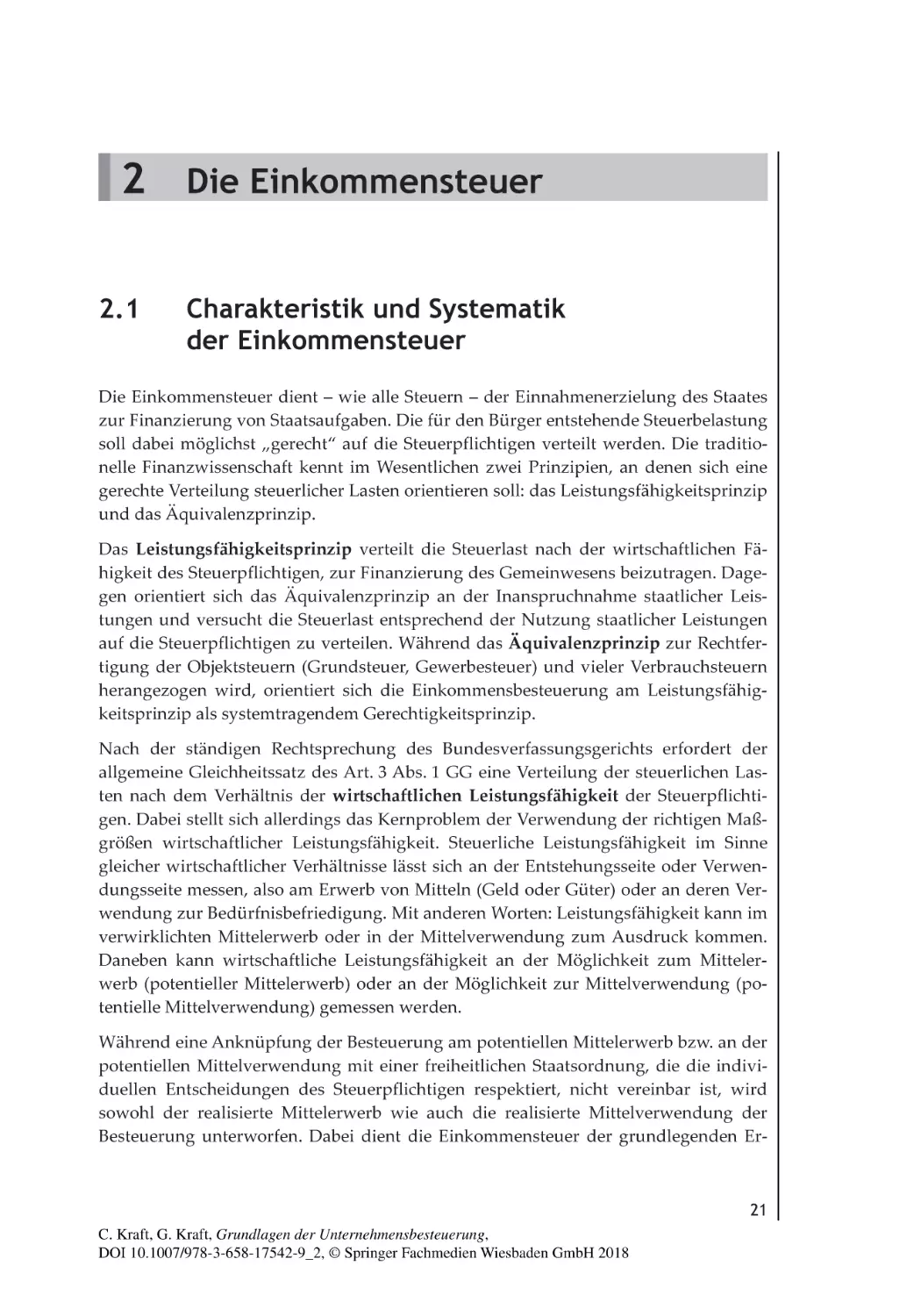 2
Die Einkommensteuer
2.1 Charakteristik und Systematik der Einkommensteuer