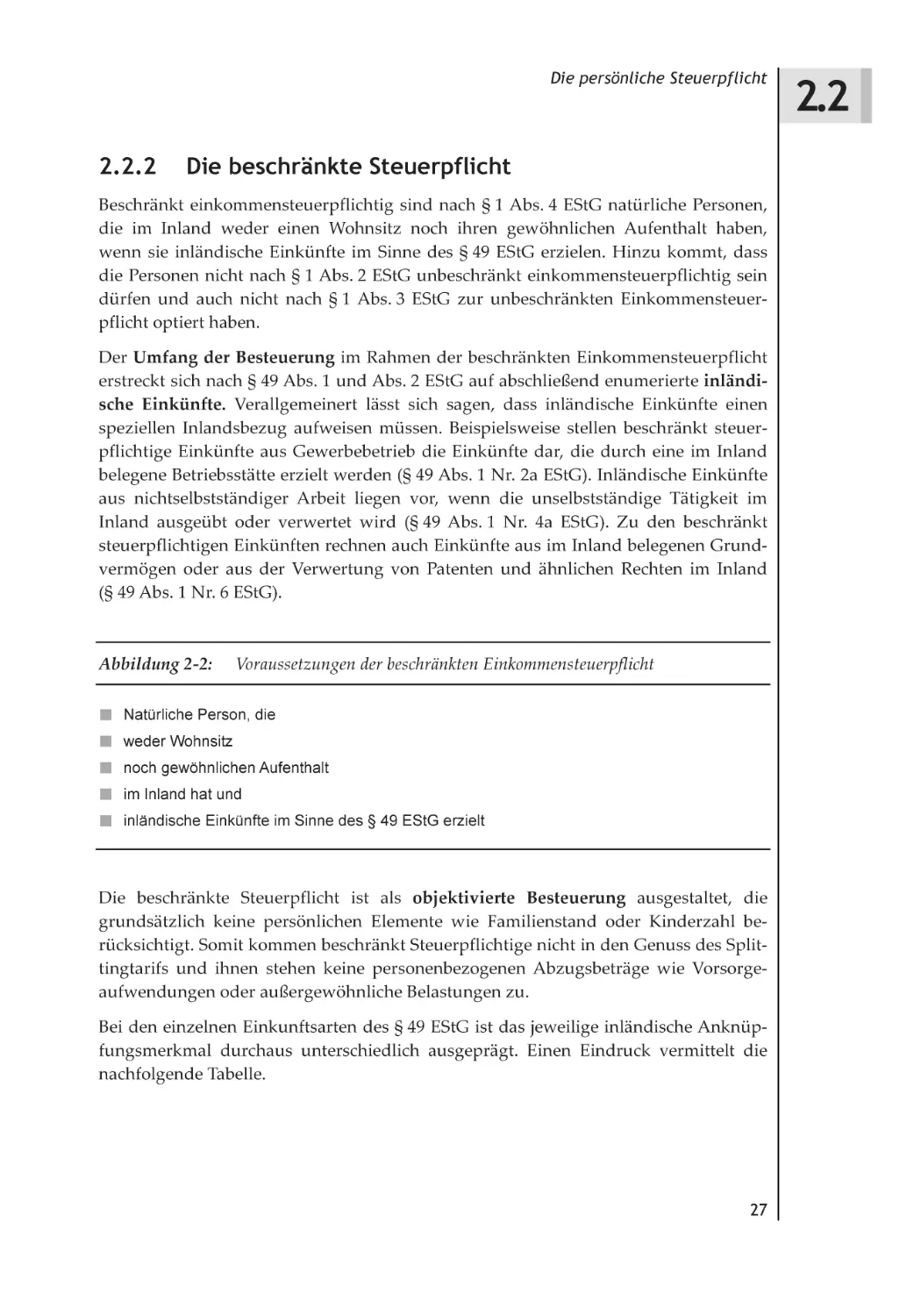 2.2.2 Die beschränkte Steuerpflicht