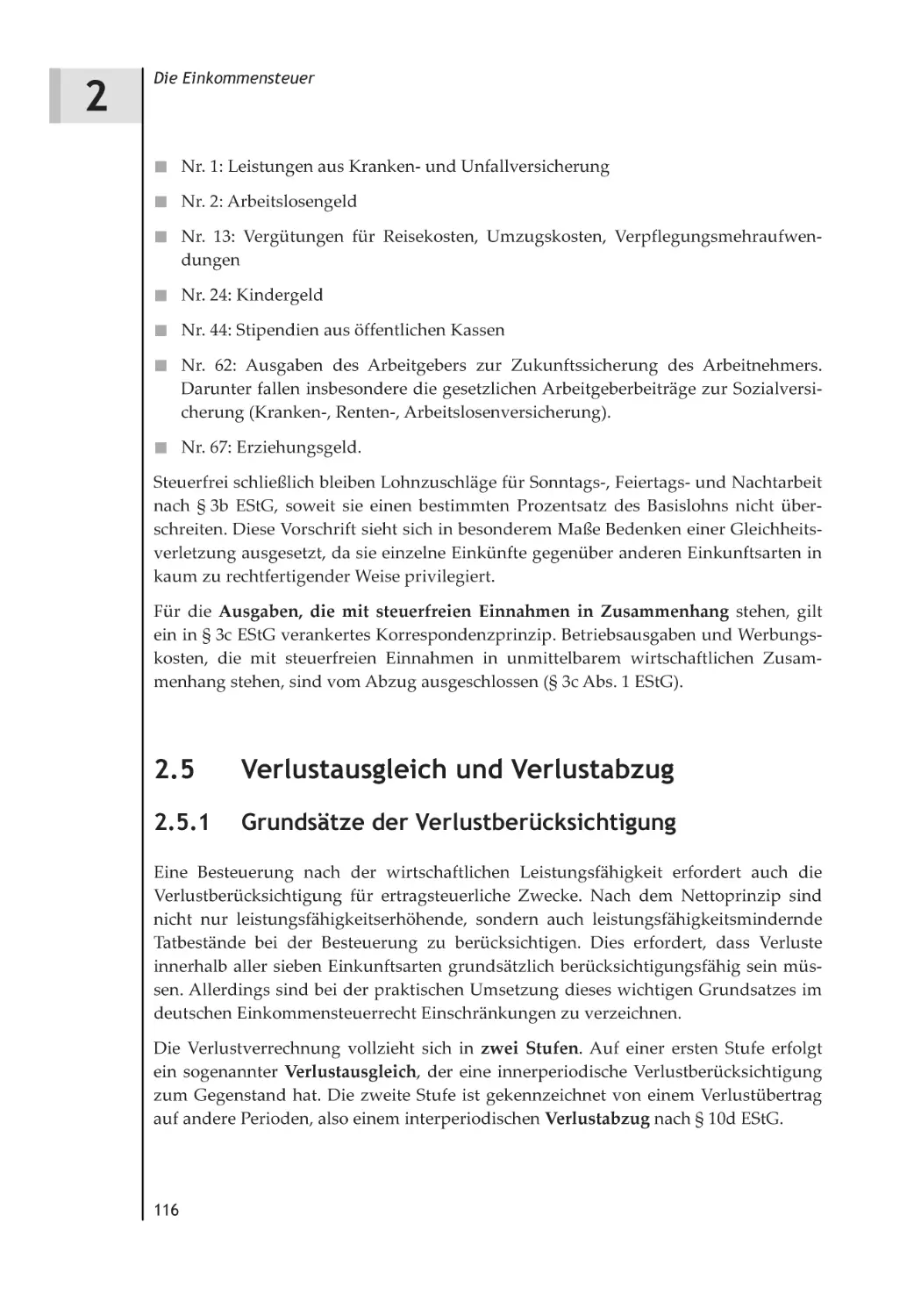 2.5 Verlustausgleich und Verlustabzug
2.5.1 Grundsätze der Verlustberücksichtigung