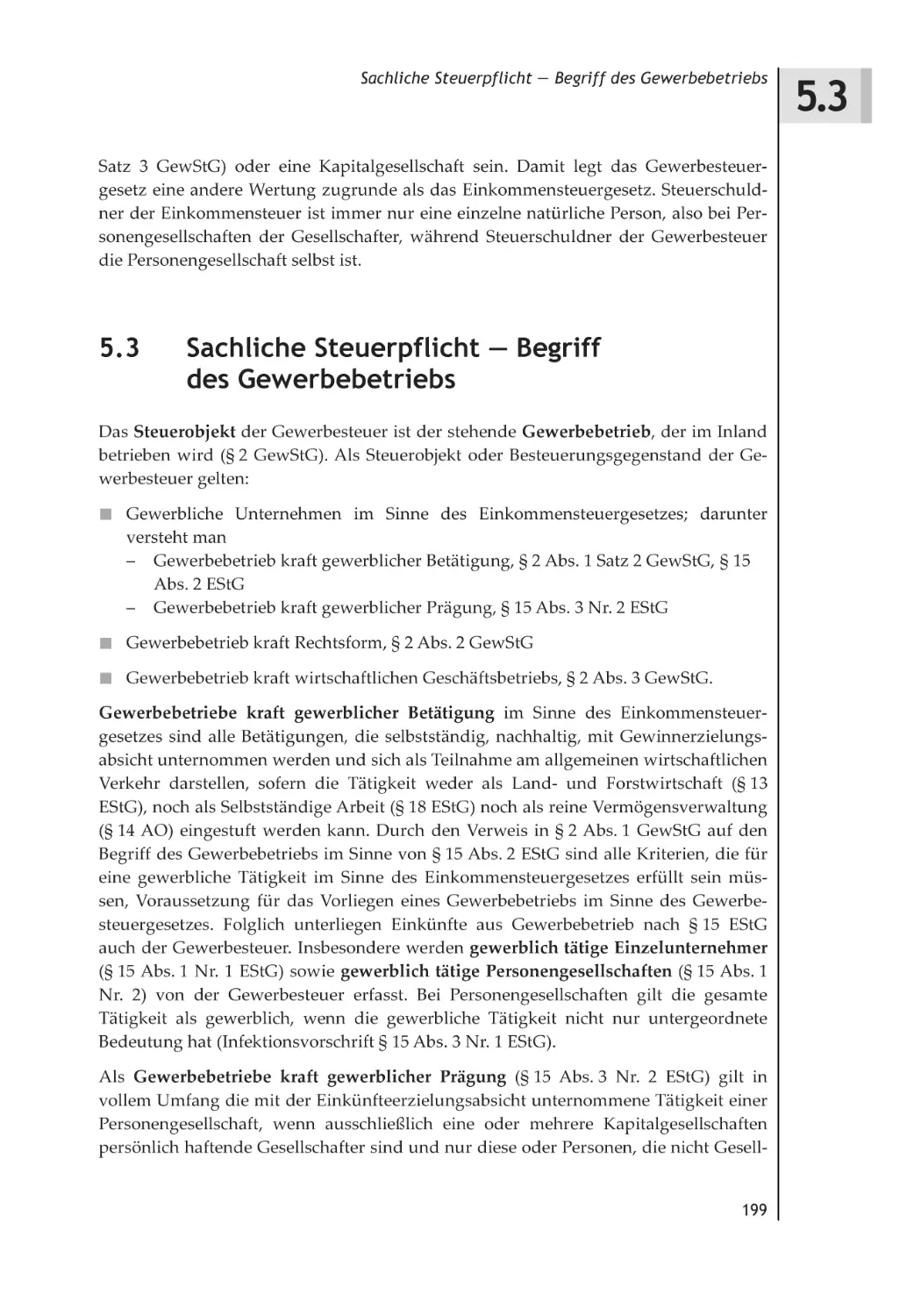 5.3 Sachliche Steuerpflicht — Begriff des Gewerbebetriebs