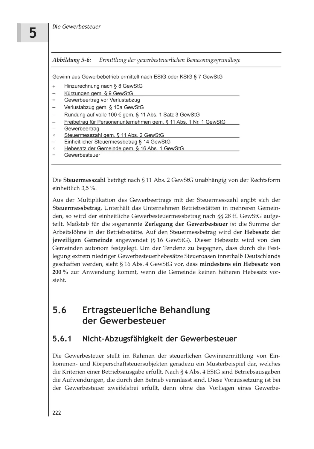 5.6 Ertragsteuerliche Behandlung der Gewerbesteuer
5.6.1 Nicht-Abzugsfähigkeit der Gewerbesteuer