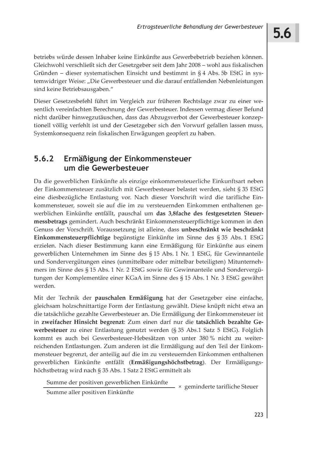 5.6.2 Ermäßigung der Einkommensteuer um die Gewerbesteuer