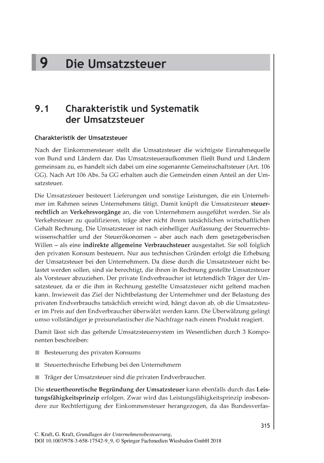 9
Die Umsatzsteuer
9.1 Charakteristik und Systematik der Umsatzsteuer