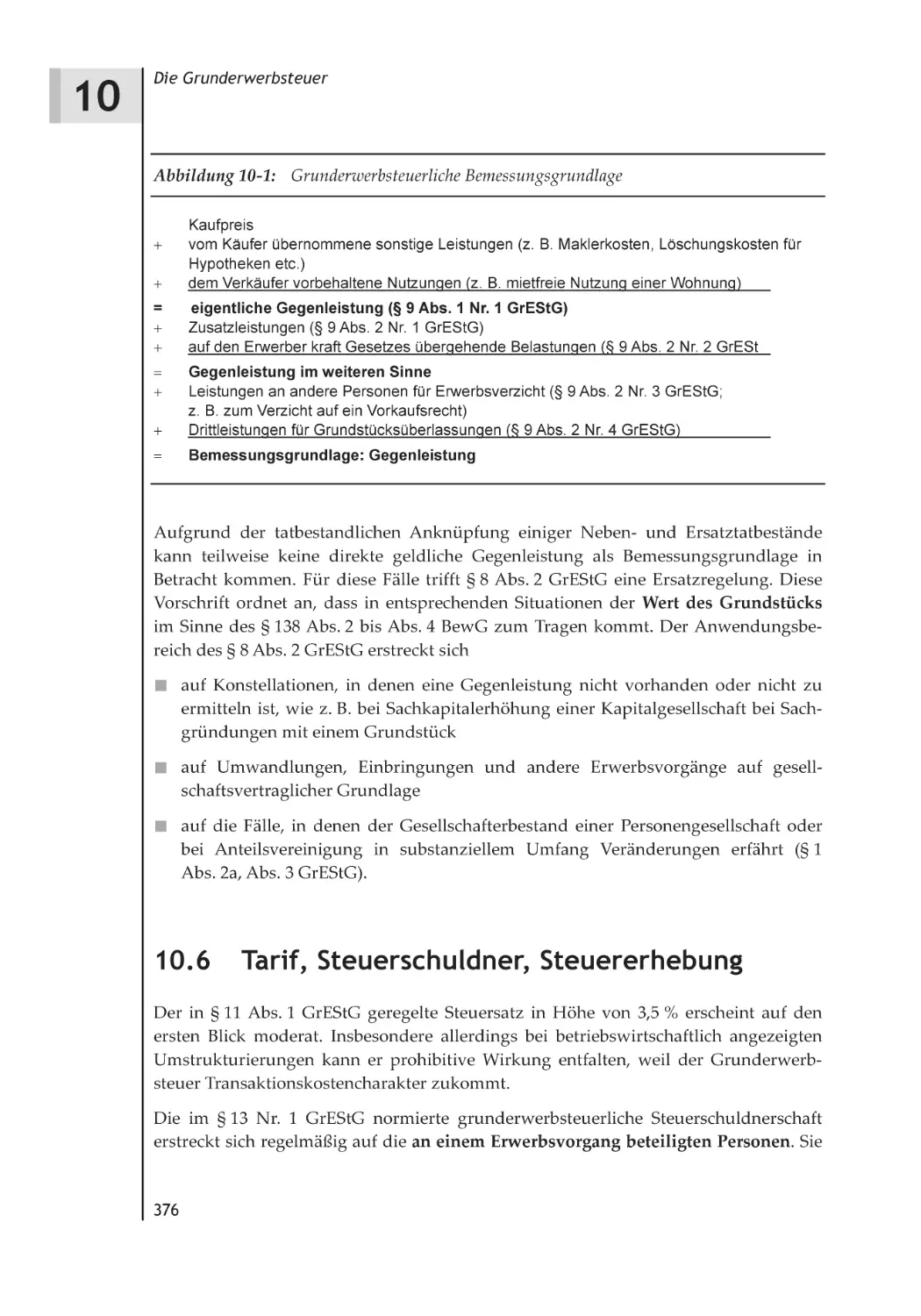 10.6 Tarif, Steuerschuldner, Steuererhebung