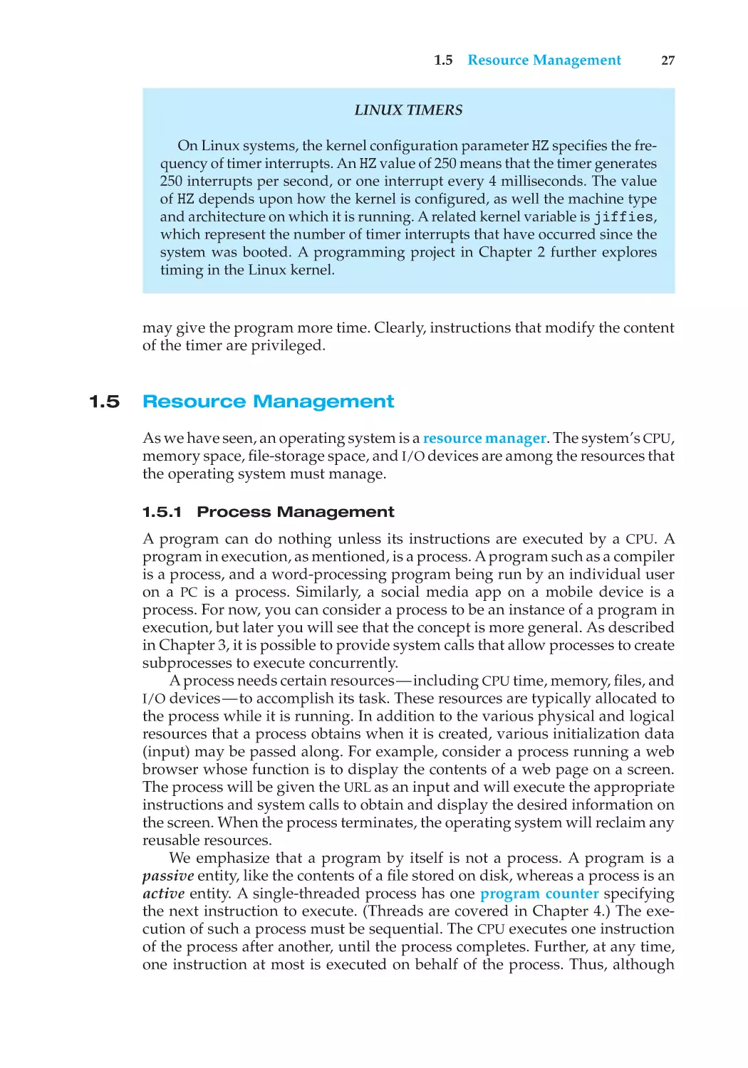 1.5 Resource Management
1.5.1 Process Management