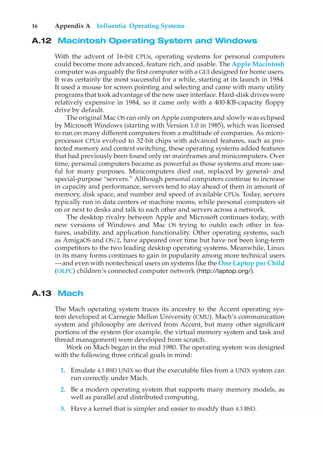 A.12 Macintosh Operating System and Windows
A.13 Mach