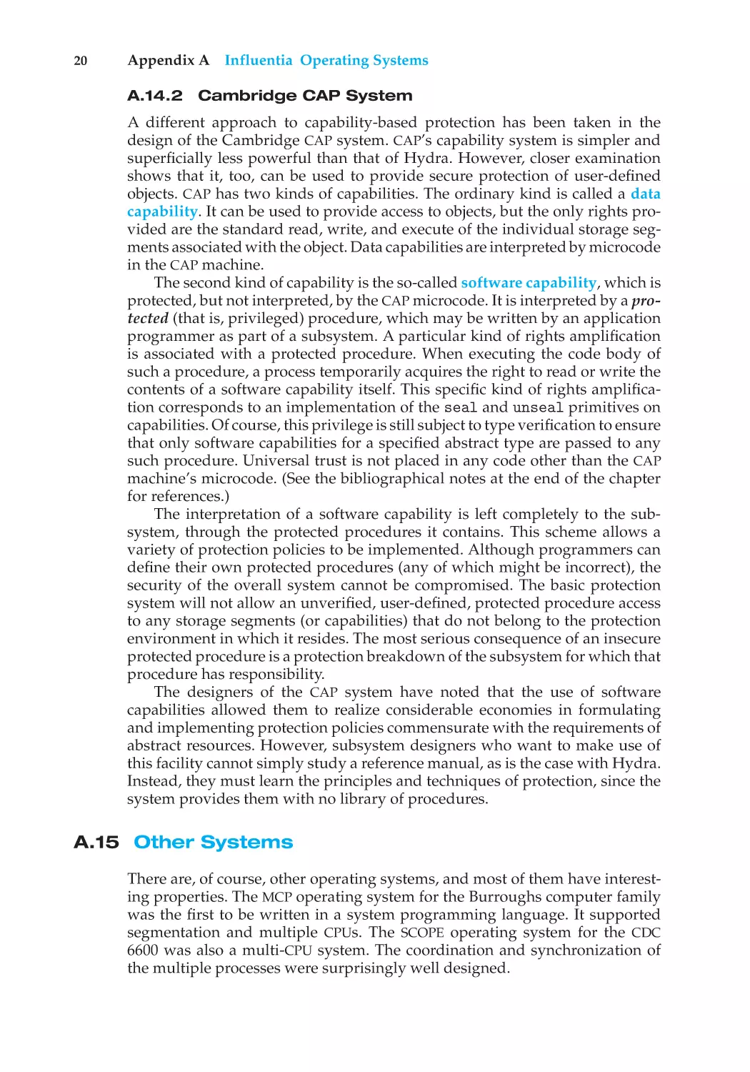 A.14.2 Cambridge CAP System
A.15 Other Systems