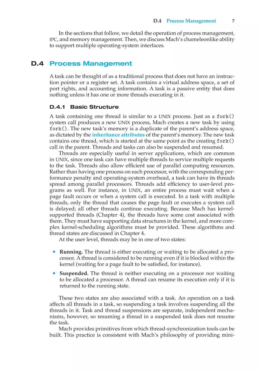 D.4 Process Management
D.4.1 Basic Structure