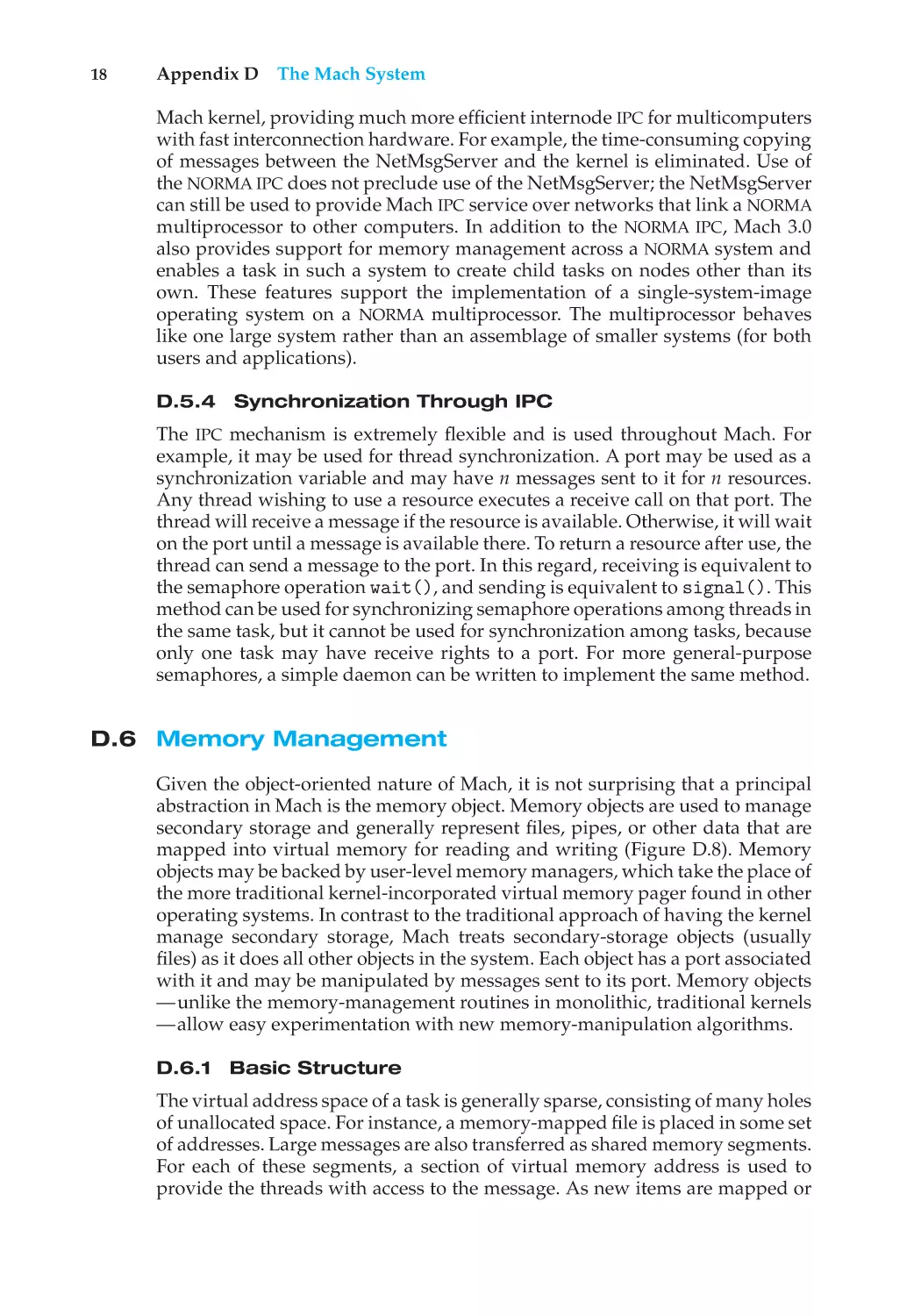 D.5.4 Synchronization Through IPC
D.6 Memory Management
D.6.1 Basic Structure