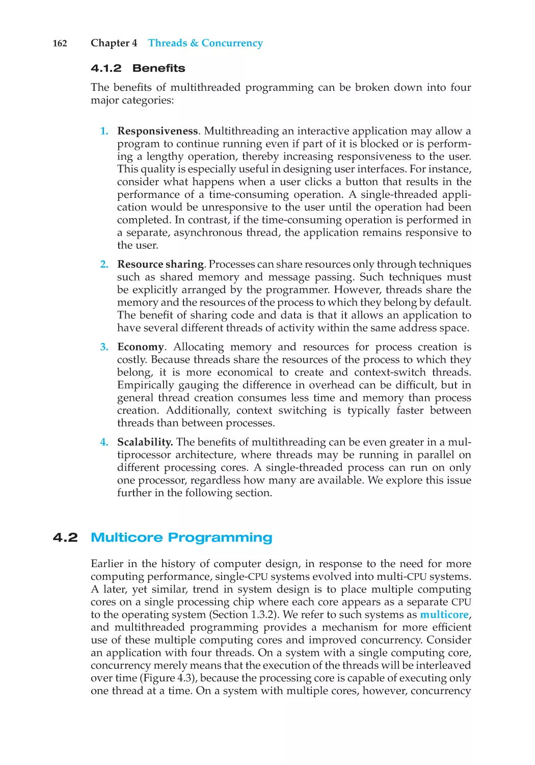 4.1.2 Benefits
4.2 Multicore Programming