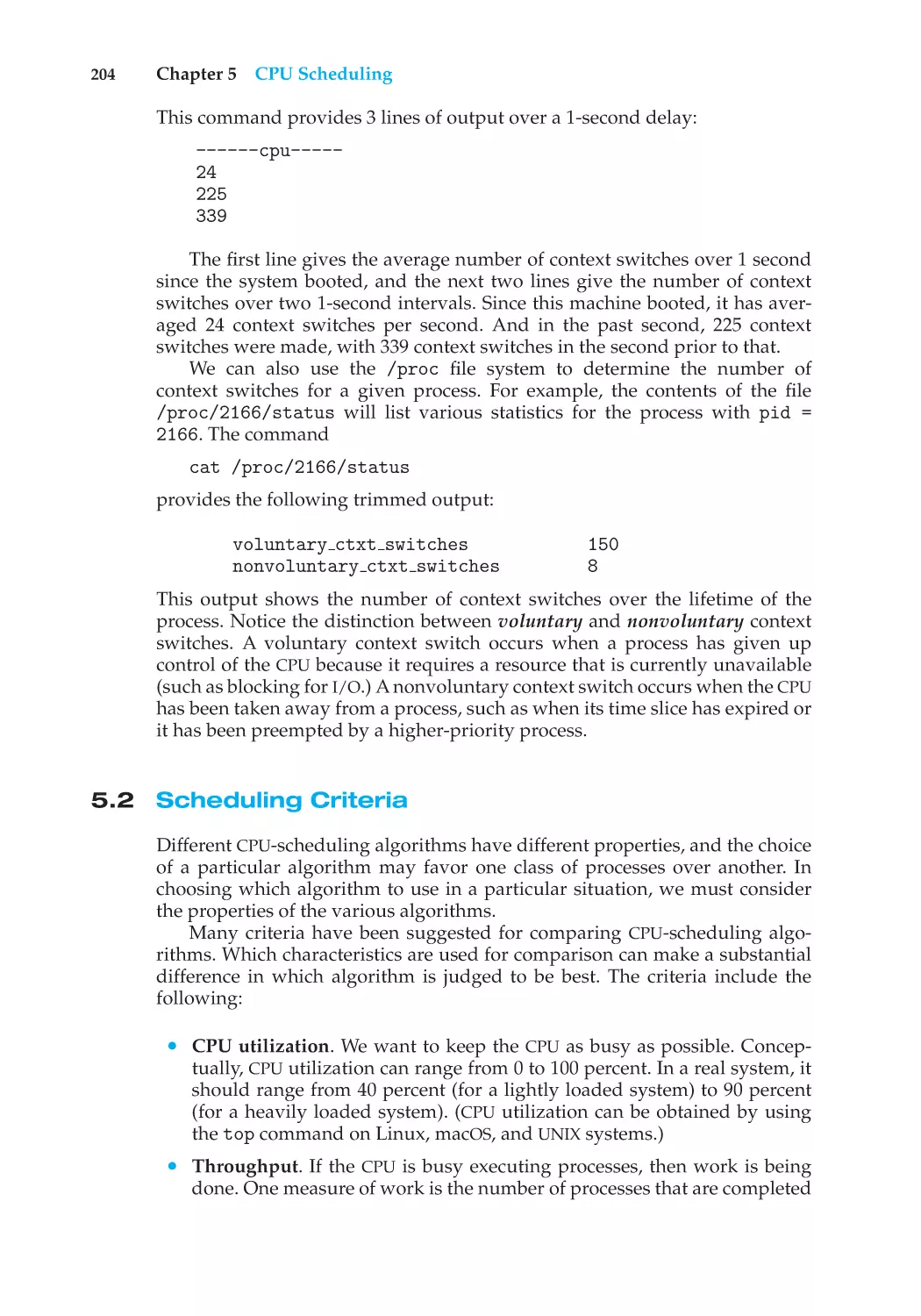 5.2 Scheduling Criteria