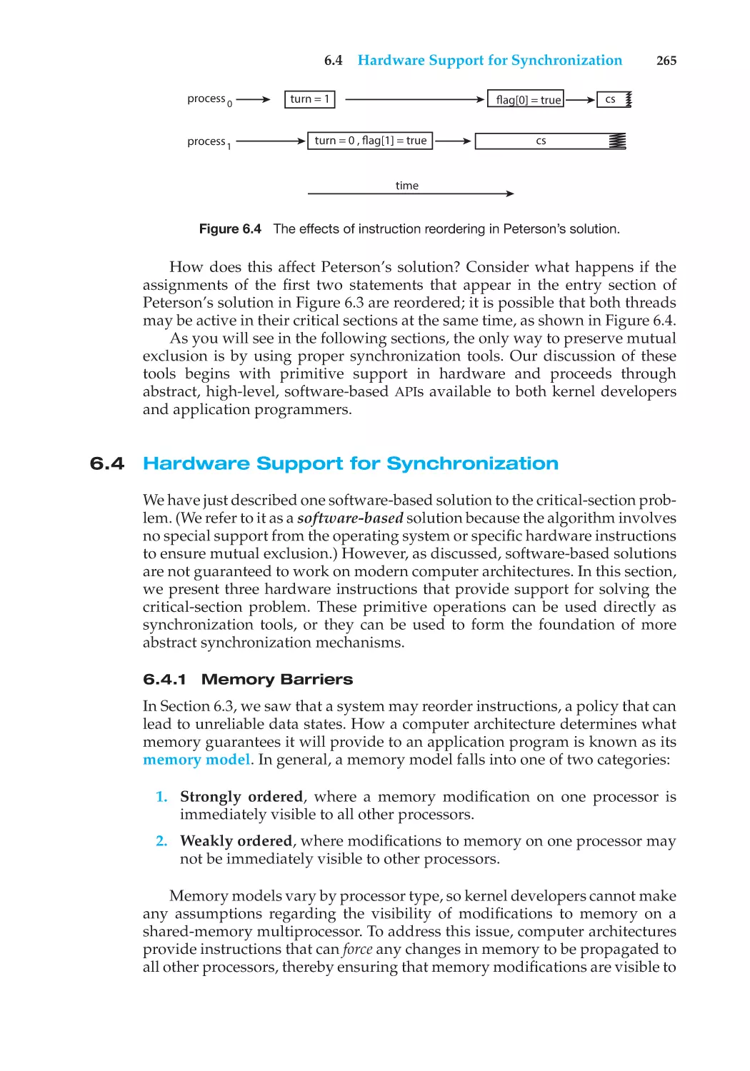 6.4 Hardware Support for Synchronization
6.4.1 Memory Barriers