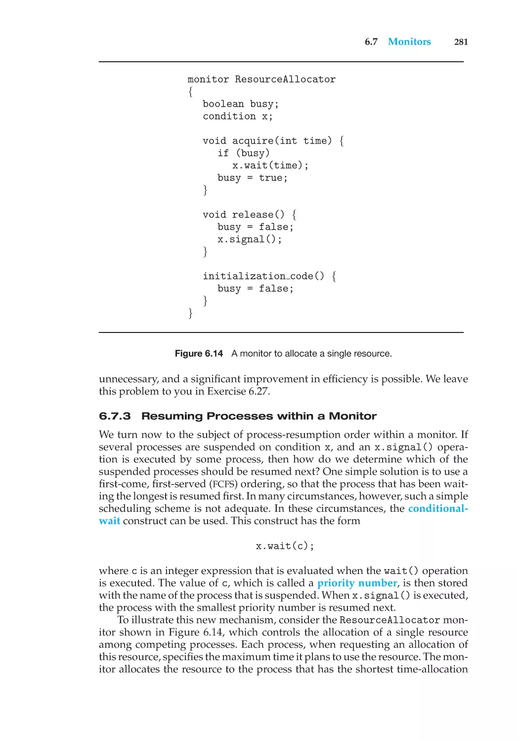 6.7.3 Resuming Processes within a Monitor