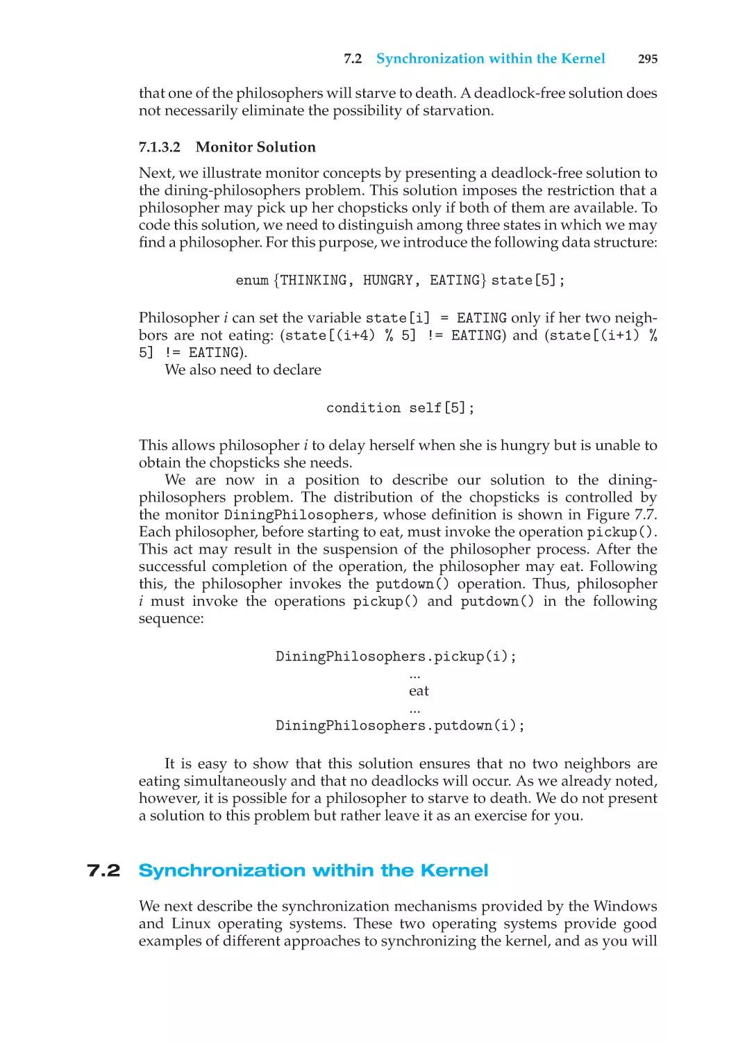 7.2 Synchronization within the Kernel