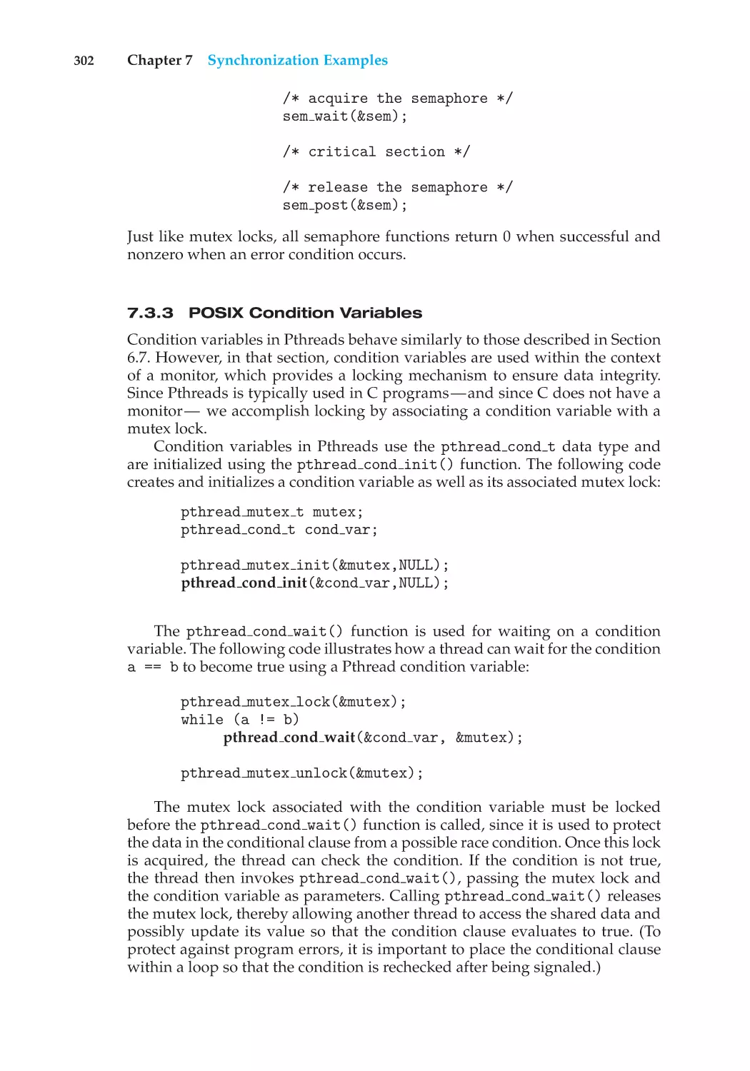 7.3.3 POSIX Condition Variables