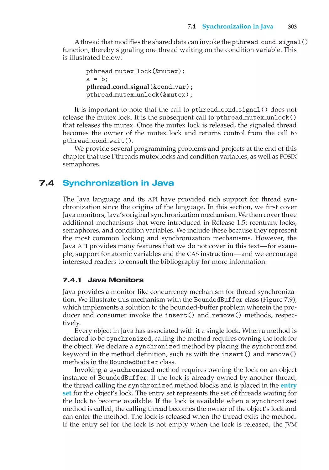 7.4 Synchronization in Java
7.4.1 Java Monitors